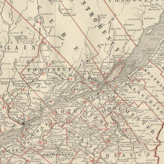 19th Century Antique Map of Quebec with Gaspé Inset from Rand McNally, 1899 For Sale - Image 5 of 12