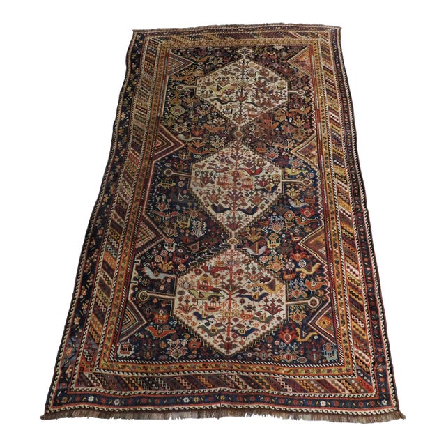 Antique Handmade Persian Nomadic Rug 5'6"x 9'3" For Sale