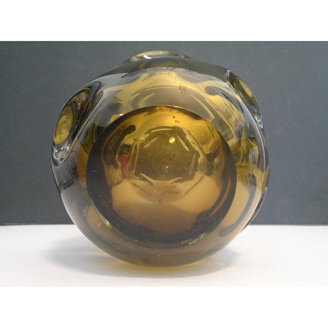 Vintage Scandinavian Aseda Sweden Amber Glass Decanter Bo Borgström 1960s For Sale - Image 10 of 11