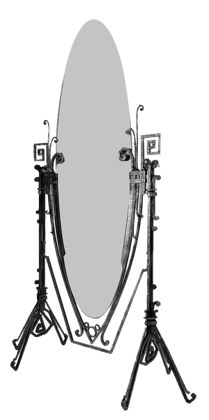 Vintage Art Deco Floor Mirror in Wrought Iron by Edgar-William Brandt, 1920