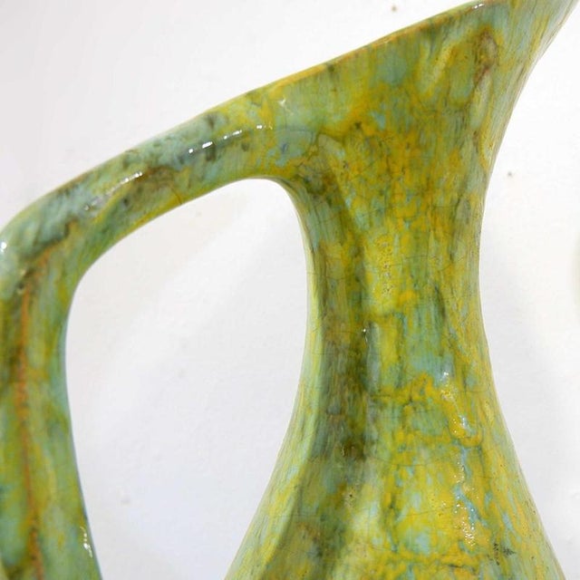 Large Mid-Century Green Ceramic Spout Jug For Sale - Image 4 of 10