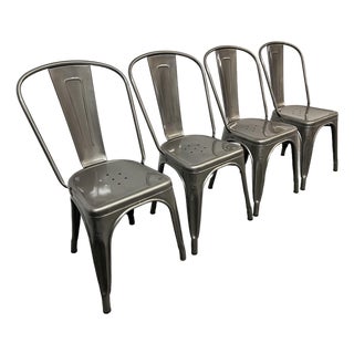 Xavier Pauchard for Tolix Galvanized Steel a-Chairs, Set of Four For Sale