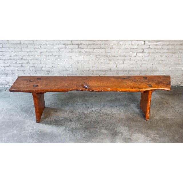 Mid Century Modern rustic live edge bench, oversized scale, studio craft handmade. Over 7ft long. Organic style...