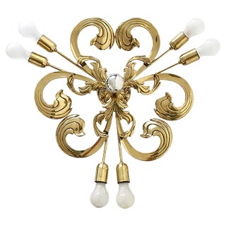 Mid-Century Brass Sputnik 7-Armed Wall Lamp from Hans Möller, 1970s For Sale