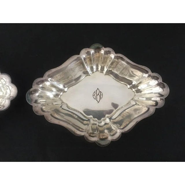 1950s Silver on Copper Monogramed "Abb" Nut Dishes - a Pair For Sale - Image 5 of 7