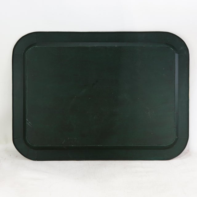 Early 21st Century Vintage Dark Green Lacquer Rectangular Tray With Hand Painted Gold Asian Festival Scene and Chinoiserie Style For Sale - Image 5 of 14