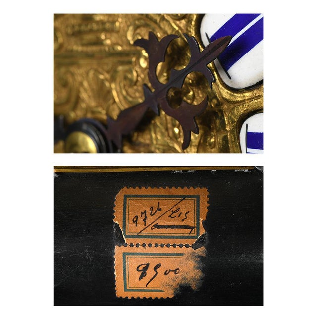 Antique Mechanical Clock in Inlaid Wood For Sale - Image 6 of 8