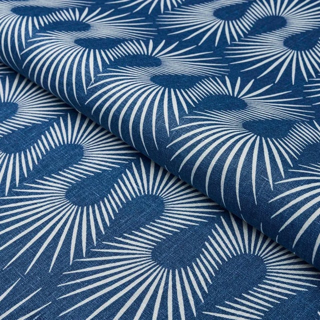 Schumacher x Neisha Crosland Hedgehog Fabric in Denim White
