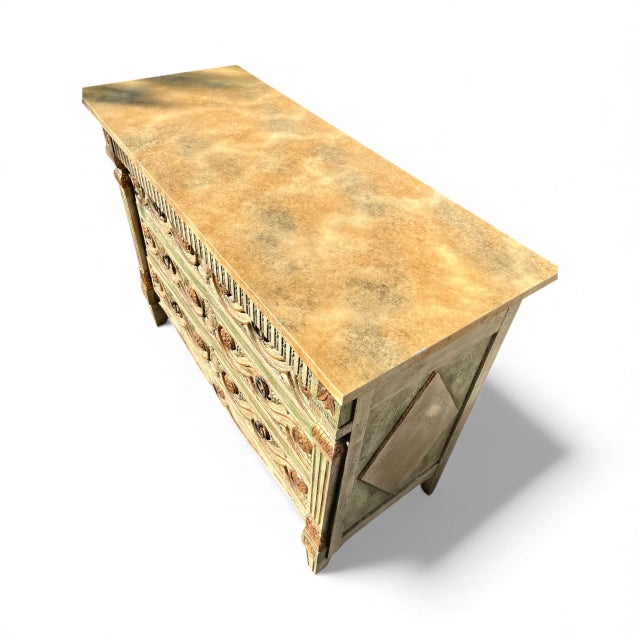 1980s Venetian Style Painted Palm Beach Regency John Widdicomb Chest of Drawers For Sale - Image 12 of 16
