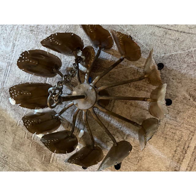 Mid-Century Modern 1970s Stunning Mid-Century Modern Brutalist Torch-Cut Brass Chandelier by Tom Greene for Feldman Lighting For Sale - Image 3 of 5