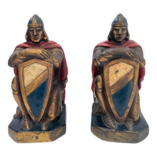 1960s Bronze Crusade Knight Bookends - a Pair For Sale