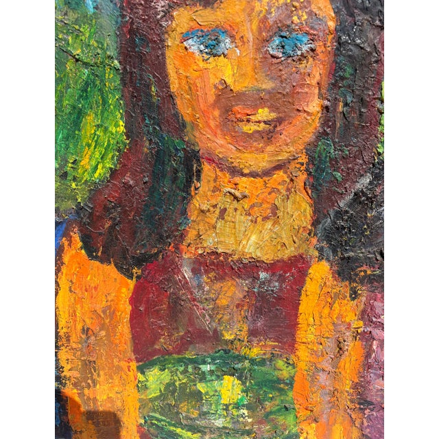 Late 20th Century Vintage Fauvist Figurative Painting of Mother & Daughter For Sale In Los Angeles - Image 6 of 13