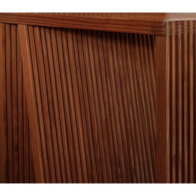 Brown Strips Wood Occasional Chair, 1990 For Sale - Image 8 of 14