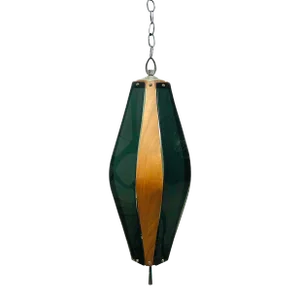 Vintage Mid-Century Modern Bentwood Walnut & Smoke Lucite Pendant
