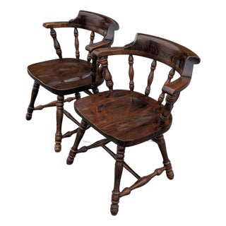 Vintage Ethan Allen Old Tavern Pine Dining Table Chairs - A Pair For Sale