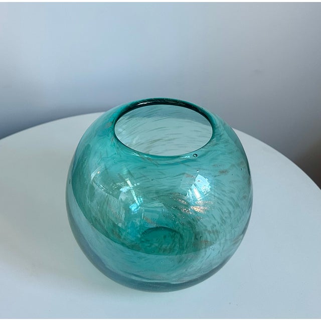 Murano Italian Murano Aqua Art Glass Vase 1960s Mid Century Modern For Sale - Image 4 of 5