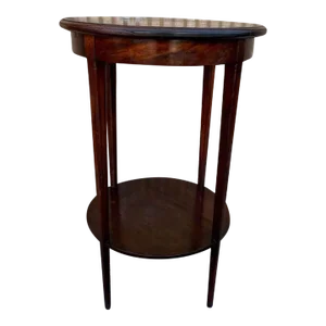 Early 20th Century Antique Mahogany Round Two Tier Accent Side Table
