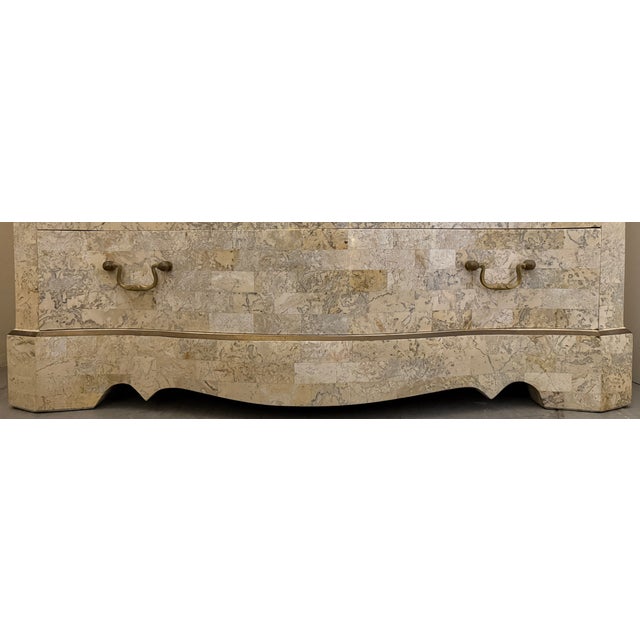 1980s Tessellated Stone With Inlaid Bronze Commode Design by Maitland Smith For Sale - Image 10 of 12