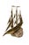 Mid-Century Modern Vintage Brass Sailing Ship Sculpture on Driftwood / Coral Base Nautical Decor For Sale - Image 3 of 3