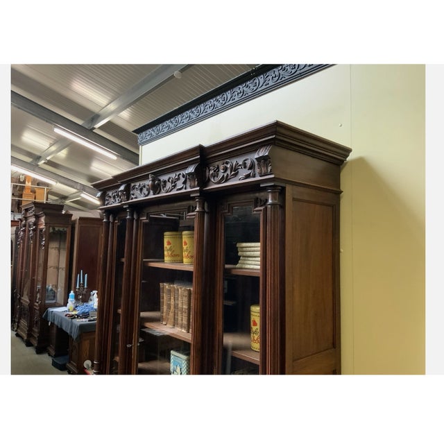 Antique Neo-Renaissance Bookcase in Walnut, 1880 For Sale - Image 11 of 15