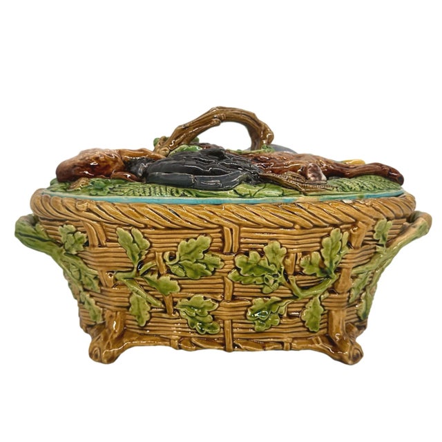 Victorian A Minton Majolica Dead Game Pie Tureen, Cover, and Liner, English, Dated 1859 For Sale - Image 3 of 12