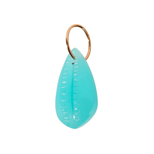 Cowrie Shell Pendant London Blue Quartz For Sale - Image 9 of 12