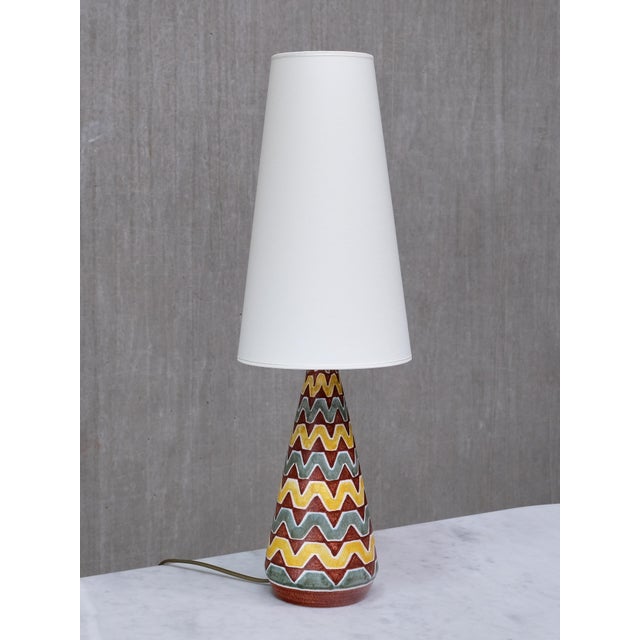 This striking table lamp was designed by rigmor nielsen and produced by søholm stentøj in denmark in the 1960s. The lamp...