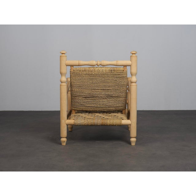 Vintage Woven Seagrass Lounge Chair, France, 1970s For Sale - Image 4 of 11