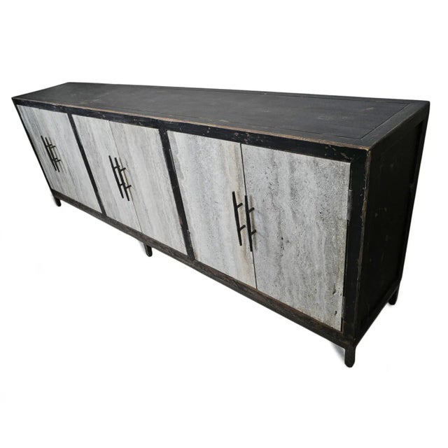 Grey Marble Modern Rustic Sideboard Credenza For Sale - Image 4 of 11