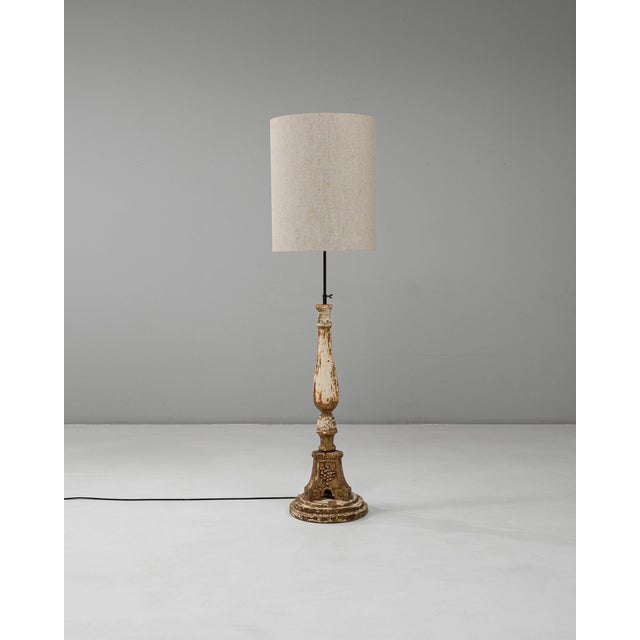 Neoclassical 19th Century French Neoclassical Wood Patinated Floor Lamp Extra Large 5 Feet For Sale - Image 3 of 18