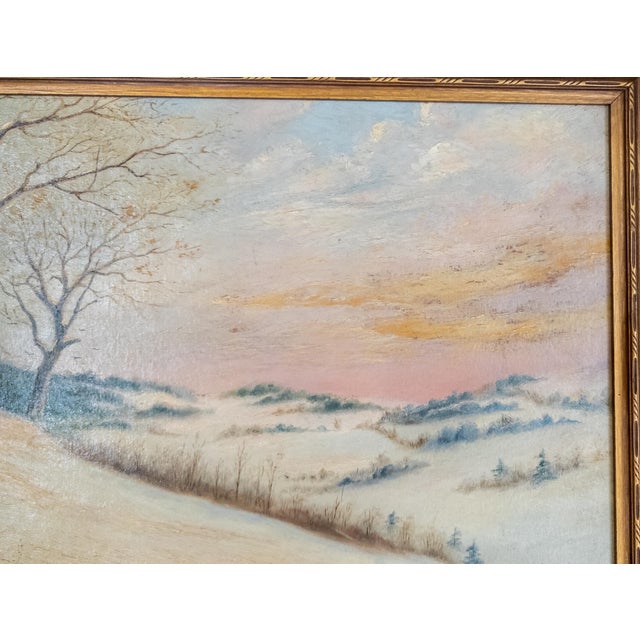 Antique White Early 20th Century American Luminist Winter Landscape Painting by William Van Zandt For Sale - Image 8 of 16
