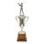 Vintage 1970s Art Deco Silver Metal Marble & Wood Figural Golf Trophy Award Cup For Sale