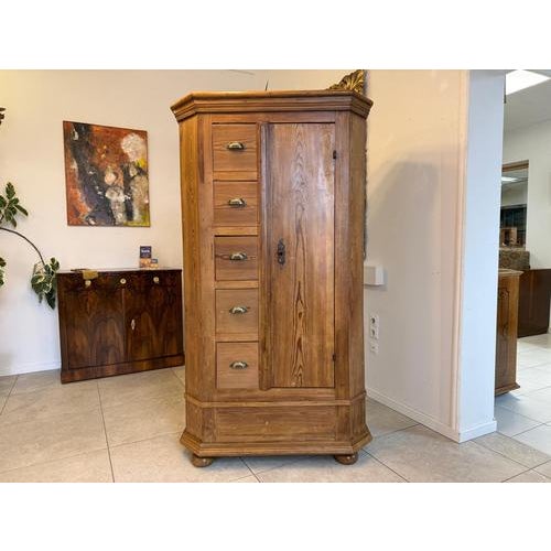 Original antique Baroque bread cupboard made of solid/softwood. Dimensions: Height x Width x Depth 180 x 102 x 47 cm. For...