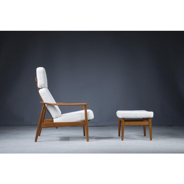 Set of Mid-Century Danish Lounge Chair And Ottoman in Teak and Wool Boucle by Arne Vodder for France & Søn, 1960s For Sale - Image 9 of 18