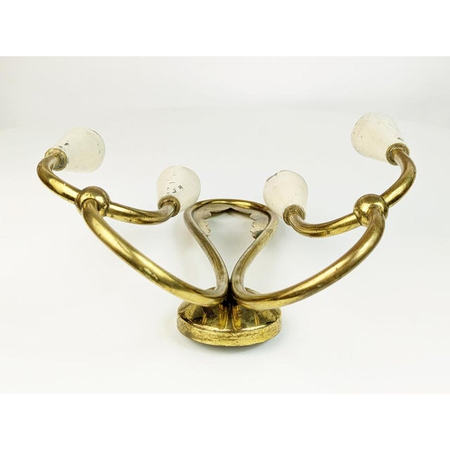 Ivory Metal and Brass Four-Light Wall Lamps, 1950s, Set of 4 For Sale - Image 4 of 18