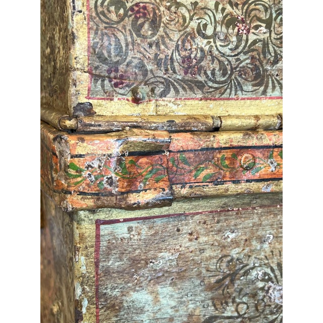 Traditional Antique Metal painted box For Sale - Image 3 of 12