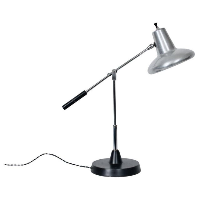 Articulating Chrome & Black Enamel Desk Lamp with Aluminum Shade, Circa 1960's For Sale - Image 12 of 12