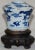 Early 19th Century Blue and White Asian Ceramic Art Piece With Wooden Stand For Sale - Image 5 of 12