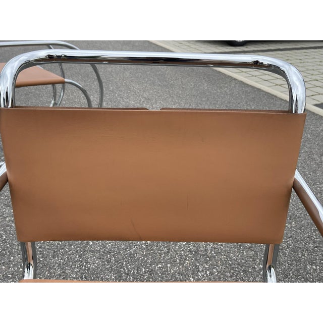 Tubular Chrome & Leather MR20 Armchair by Ludwig Mies Van Der Rohe, Italy, 1980s For Sale - Image 13 of 18