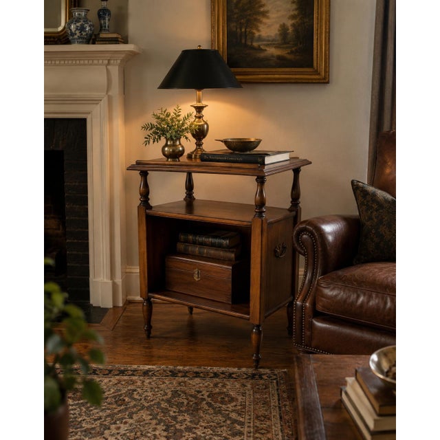 Elegant vintage solid cherry wood book stand by Brandt Furniture of Hagerstown, Maryland. Featuring a warm cherry finish,...