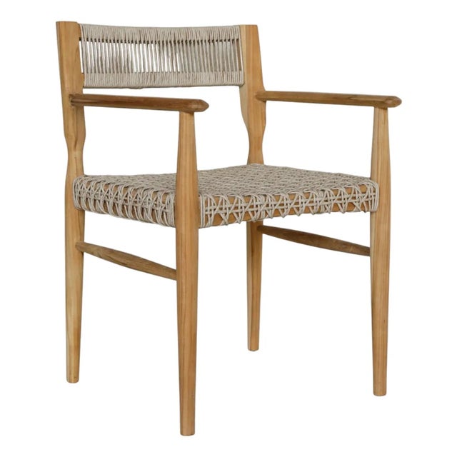 Oakley Armchair Brown Teak Wood Outdoor Dining Chair by Artesia For Sale