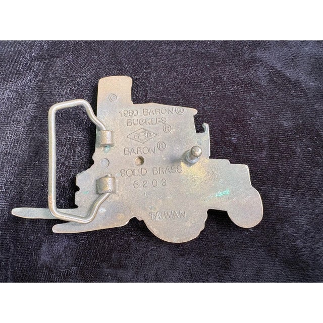 1980s Collection of 6 Vintage Western & Industrial Brass Belt Buckles With Americana Motifs For Sale - Image 5 of 12