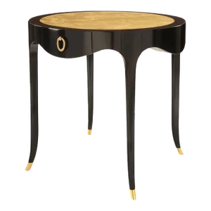 Black Lacquer and Gold Leaf With Glass Top Barry Table From the Madeline Stuart Collection