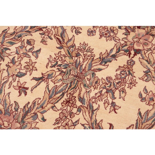Shabby Chic Shabby Chic Trellis 1990's Pak-Persian Ivory/Pink Wool Rug - 6'3'' X 9'1'' For Sale - Image 3 of 9