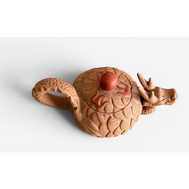 Rare Vintage Chinese Yixing Clay Dragon Teapot For Sale - Image 11 of 12