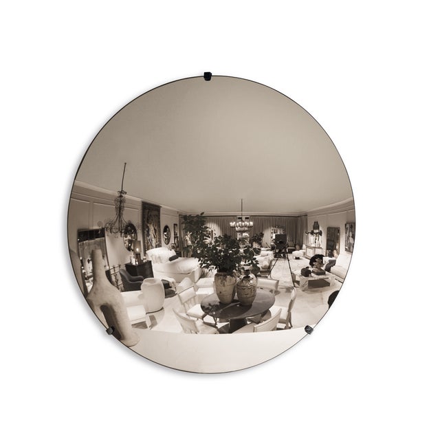 The contemporary convex mirror in large scale, with its European-inspired design and Anthracite grey finish and light...