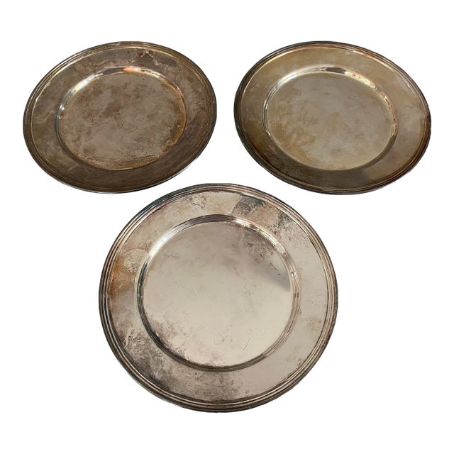 Set of 3 Vintage Silver on Copper Bread Plates by f.b. Rogers Silver Co. For Sale