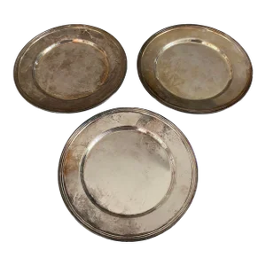 Set of 3 Vintage Silver on Copper Bread Plates by f.b. Rogers Silver Co.