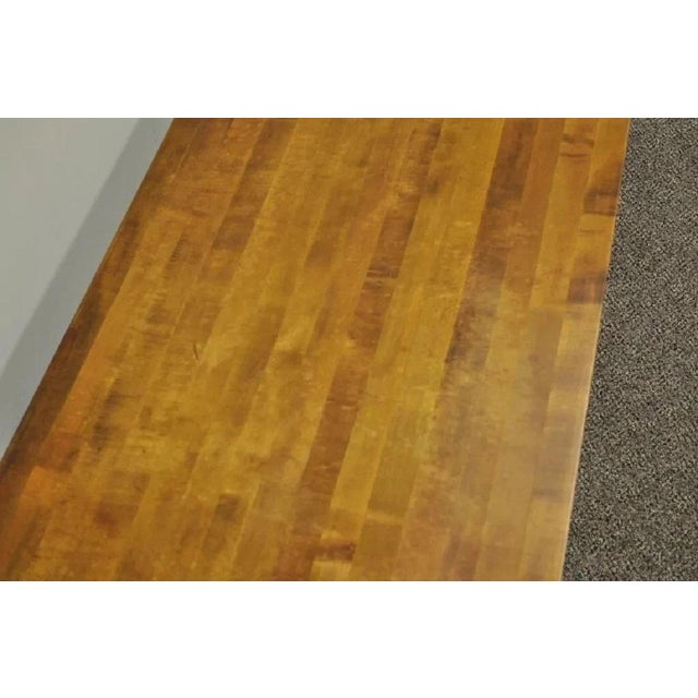 Vintage Industrial Modern Reclaimed Butcher Block Aluminum Base 60" Coffee Table For Sale In Philadelphia - Image 6 of 12