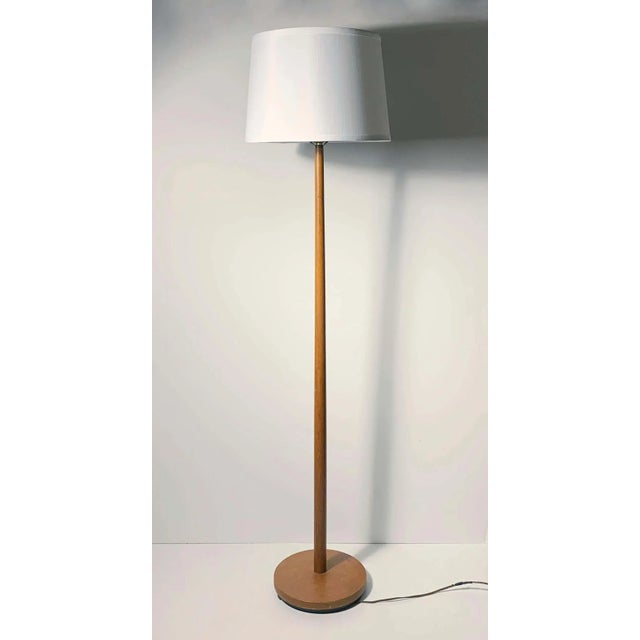 Teak floor lamp made in Sweden for Kovacs Sold sans shade. Needs rewiring. height is to top of finial.